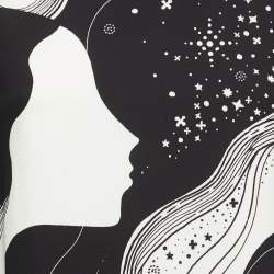 Chloe Black/White Abstract Face Print Silk Dress S
