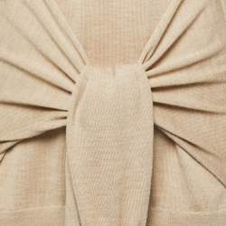 Pre Owned Chloe Seed Brown Wool V Neck Sweater Midi Dress S