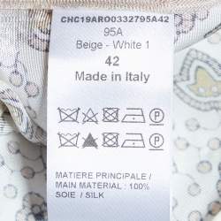 Pre Owned Chloe Beige Printed Silk Patchwork Detail Sleeveless Midi Dress L