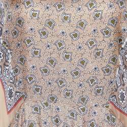 Pre Owned Chloe Beige Printed Silk Patchwork Detail Sleeveless Midi Dress L