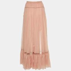 Chloe Pink Silk Chiffon Maxi Skirt S