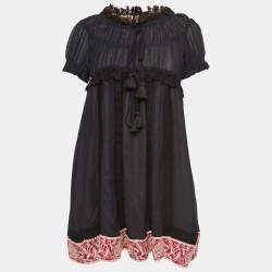 Chloe Navy Blue Cotton & Silk Mini Dress S