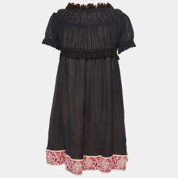Chloe Navy Blue Cotton & Silk Mini Dress S