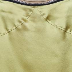 Pre Owned Chloé Green Satin Silk Embellished Detail Cami Top L