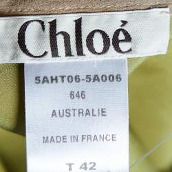 Pre Owned Chloé Green Satin Silk Embellished Detail Cami Top L