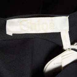 Pre Owned Chloe Navy Blue Poplin Tie-Up Cold Shoulder Blouse M