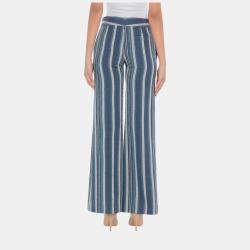 Pre Owned Chloe Blue/Beige Striped Cotton Pants Size 34