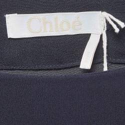 Pre Owned Chloe Navy Blue Crepe Tie-Up Detail Anthraci Robe Dress S