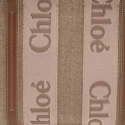 Pre Owned Chloe Beige/Light Pink Canvas and Leather Small Woody Tote