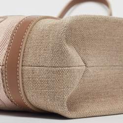 Pre Owned Chloe Beige/Light Pink Canvas and Leather Small Woody Tote