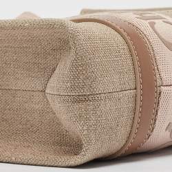 Pre Owned Chloe Beige/Light Pink Canvas and Leather Small Woody Tote
