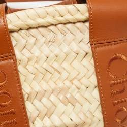 Chloé  Brown/Cream Woven Raffia and Leather Small Sense Basket Bag