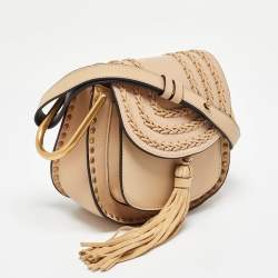 Pre Owned Chloe Pearl Beige Leather Mini Hudson Shoulder Bag