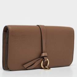 Chloe Brown Grained Leather Alphabet Flap Continental Wallet