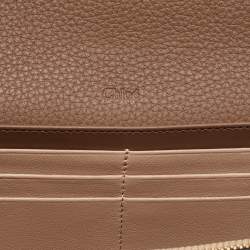 Chloe Brown Grained Leather Alphabet Flap Continental Wallet