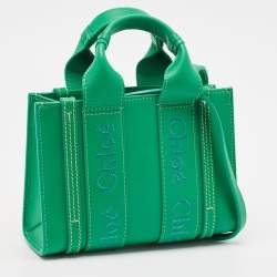 Pre Owned Chloe Green Leather Mini Woody Tote
