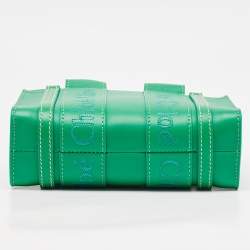 Pre Owned Chloe Green Leather Mini Woody Tote