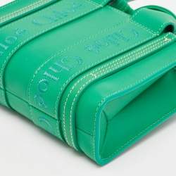 Pre Owned Chloe Green Leather Mini Woody Tote