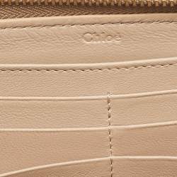Pre Owned Chloe Beige Leather Drew Continental Wallet