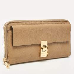 Pre Owned Chloe Beige Leather Drew Continental Wallet