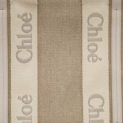 Pre Owned Chloe Beige/Cream Canvas and Leather Medium Woody Tote
