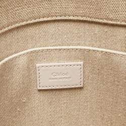 Pre Owned Chloe Beige/Cream Canvas and Leather Medium Woody Tote