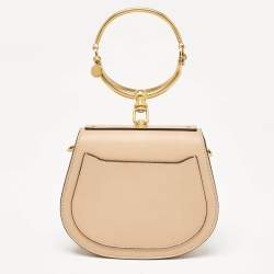 Pre Owned Chloe Beige Leather and Suede Small Nile Bracelet Shoulder Bag