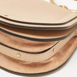 Pre Owned Chloe Beige Leather and Suede Small Nile Bracelet Shoulder Bag