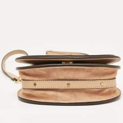 Pre Owned Chloe Beige Leather and Suede Small Nile Bracelet Shoulder Bag