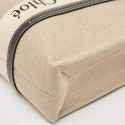 Pre Owned Chloe Beige/Brown Canvas and Leather Large Woody Tote