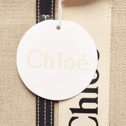 Pre Owned Chloe Beige/Brown Canvas and Leather Large Woody Tote