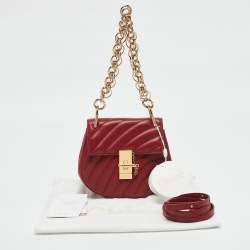 Chloé Red Matelassé Leather Mini Drew Chian Shoulder Bag