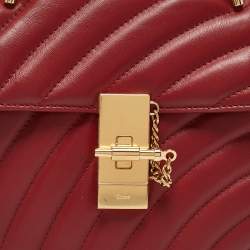 Chloé Red Matelassé Leather Mini Drew Chian Shoulder Bag
