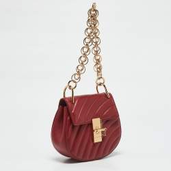 Chloé Red Matelassé Leather Mini Drew Chian Shoulder Bag