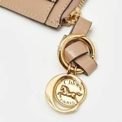 Pre Owned Chloé Beige Leather Alphabet Zip Card Holder
