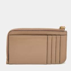 Pre Owned Chloé Beige Leather Alphabet Zip Card Holder