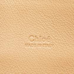 Pre Owned Chloe Cream/Tan Leather and Linen Fringe Edith Oversized Day Bag