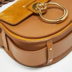 Pre Owned Chloé Brown/Tan Leather and Suede Small Tess Crossbody Bag