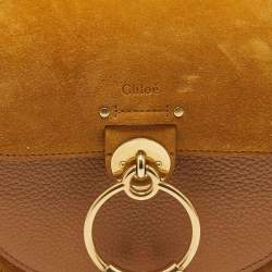 Pre Owned Chloé Brown/Tan Leather and Suede Small Tess Crossbody Bag