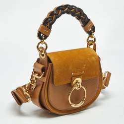 Pre Owned Chloé Brown/Tan Leather and Suede Small Tess Crossbody Bag