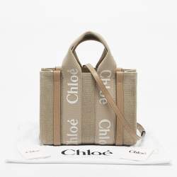 Pre Owned Chloe Beige Canvas and Leather Small Woody Tote