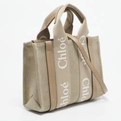 Pre Owned Chloe Beige Canvas and Leather Small Woody Tote