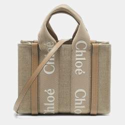 Pre Owned Chloe Beige Canvas and Leather Small Woody Tote