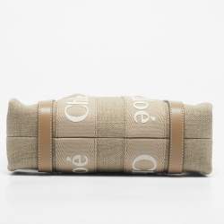 Pre Owned Chloe Beige Canvas and Leather Small Woody Tote