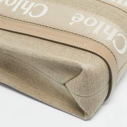 Pre Owned Chloe Beige Canvas and Leather Small Woody Tote