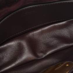 Pre Owned Chloé Burgundy Quilted Velvet Small Heritage Shoulder Bag