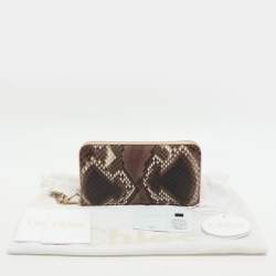 مملوكة مسبقًا محفظة كلوي جلد بنفسجي بري وقاتم بورغندي وجلد ثعبان بسحاب كامل