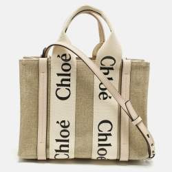 مملوكة مسبقًا Chloé Woody Small Beige/Pink Canvas and Leather Tote