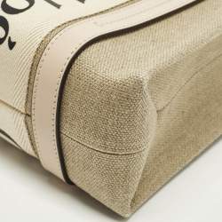 Pre Owned Chloé Woody Small Beige/Pink Canvas and Leather Tote