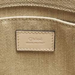 Pre Owned Chloé Woody Small Beige/Pink Canvas and Leather Tote